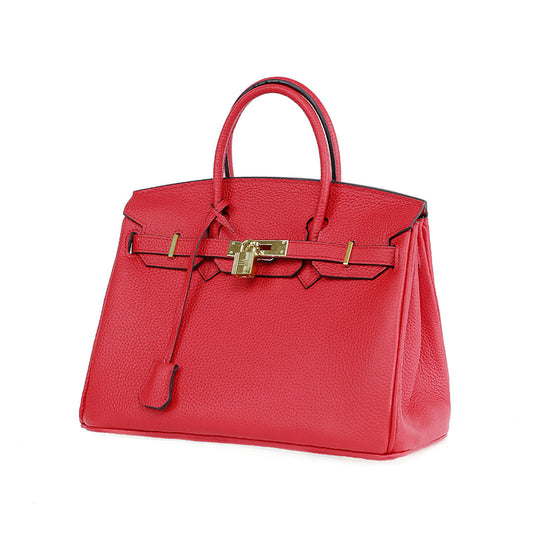 Women's Genuine Cowhide Leather Handbag | Lychee Pattern