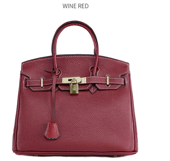 Women's Genuine Cowhide Leather Handbag | Lychee Pattern